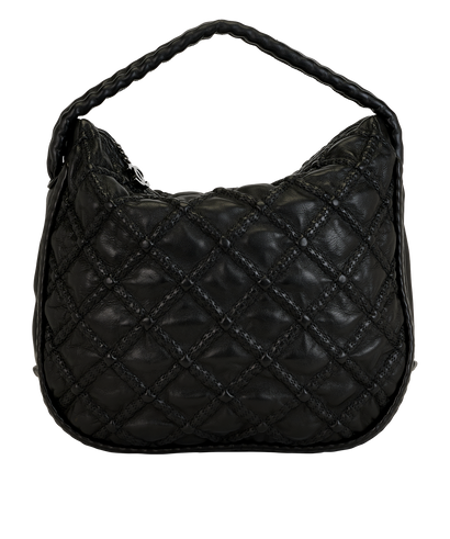 Quilted Hobo, &pound;1,200, Handbags, Black, Leather, Front view